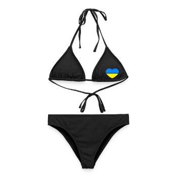 Herz 2farbig - Azurblau Gold - Ukraine - Frauen Bikini - Schwarz - Vorne - AI Model Female 172 light (172cm)