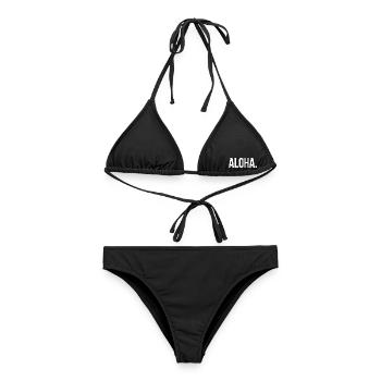 ALOHA. - Schlicht und Aussagekräftig - Frauen Bikini - Schwarz - Vorne - AI Model Female 172 light (172cm)