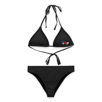 Kosovo Jordanien Flagge Herz - Frauen Bikini - Schwarz - Vorne - AI Model Female 172 light (172cm)