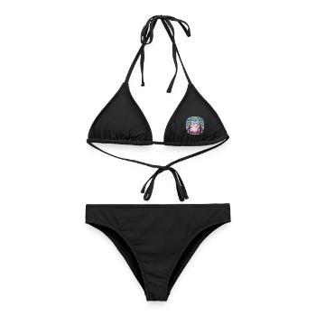 Bunte persische Katzenrasse Aquarellmalerei - Frauen Bikini - Schwarz - Vorne - AI Model Female 172 light (172cm)