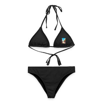 Kreta Griechenland Dekoration Vintage Reiseposter WPA - Frauen Bikini - Schwarz - Vorne - AI Model Female 172 light (172cm)