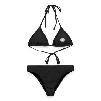 Taube Lustige Karikatur Kawaii Strand Illustration - Frauen Bikini - Schwarz - Vorne - AI Model Female 172 light (172cm)