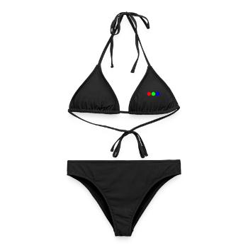 Fette Primärfarb-Trio-Kreise - Frauen Bikini - Schwarz - Vorne - AI Model Female 172 light (172cm)