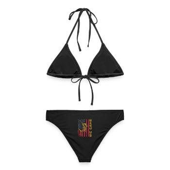Jumping Marlin with US flag Deep Sea Fishing - Women's Bikini - black - Back - AI Model Female 172 light (172cm)
