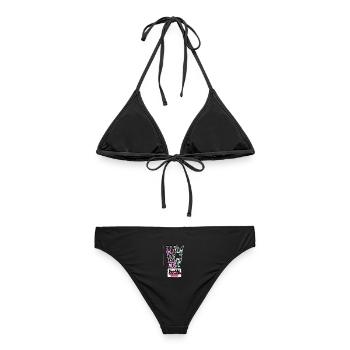 Backprint: Hardcore-Rave Musik 90er EDM DJ Rave - Frauen Bikini - Schwarz - Hinten - AI Model Female 172 light (172cm)