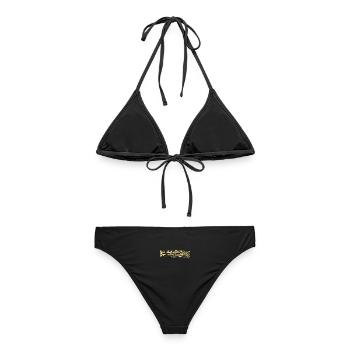 Holz Maserung Struktur Faser Jahresringe - Frauen Bikini - Schwarz - Hinten - AI Model Female 172 light (172cm)