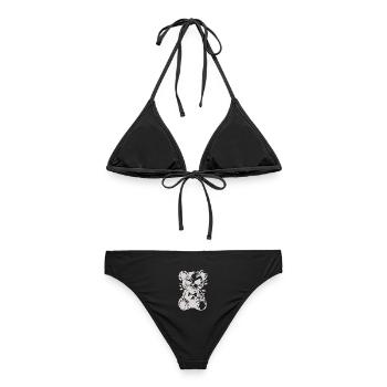 Grimmiger Zombie Bär im düsteren Cartoon Stil - Frauen Bikini - Schwarz - Hinten - AI Model Female 172 light (172cm)