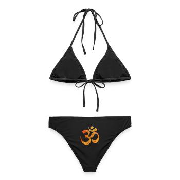 Om Symbol Textur Feuerorange - Frauen Bikini - Schwarz - Hinten - AI Model Female 172 light (172cm)
