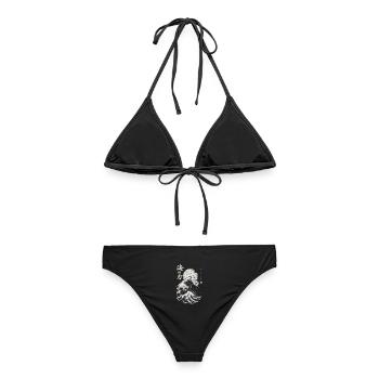 Japanese Great Wave – Japanese Art - Frauen Bikini - Schwarz - Hinten - AI Model Female 172 light (172cm)
