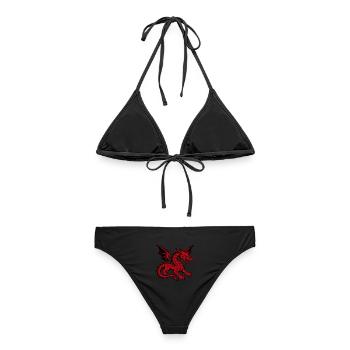Roter Drache mit ausgebreiteten Flügeln - Frauen Bikini - Schwarz - Hinten - AI Model Female 172 light (172cm)