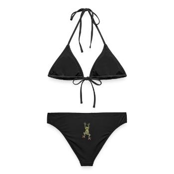Frosch hängt auf dem Rücken – trompe l'oeil - Frauen Bikini - Schwarz - Hinten - AI Model Female 172 light (172cm)