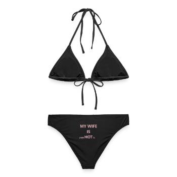 054 Meine Frau ist HOT Pink Typografie - Frauen Bikini - Schwarz - Hinten - AI Model Female 172 light (172cm)