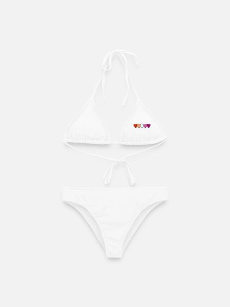 Lesben Lesbe Herzen - Frauen Bikini - Weiß