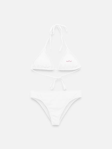 Ligne ECG du battement cardiaque Vecteur d’ondes d’impulsion médicale - Bikini femme - blanc
