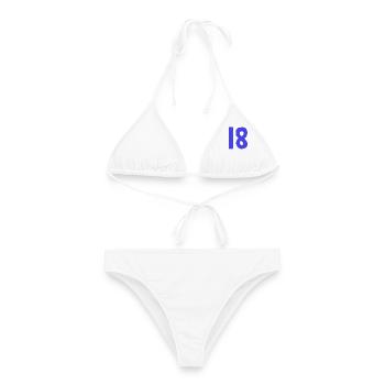 18. 18 JAHRE ALT. 18-JÄHRIGES JUBILÄUM. GEBURTSTAG 18 JAHRE. - Frauen Bikini - Weiß - Vorne - AI Model Female 172 dark (172cm)