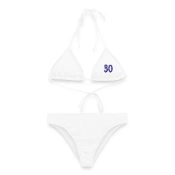 30. 30 ANS. 30e ANNIVERSAIRE. ANNIVERSAIRE 30 ANS. - Bikini femme - blanc - Devant - AI Model Female 172 dark (172cm)