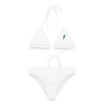 Blitz Leoparden Muster mit Neon Schatten - Frauen Bikini - Weiß - Vorne - AI Model Female 172 dark (172cm)