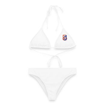 5. 5 JAHRE. 5-JÄHRIGES JUBILÄUM. 5-JÄHRIGES JUBILÄUM. 5 - Frauen Bikini - Weiß - Vorne - AI Model Female 172 dark (172cm)