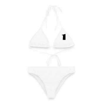 1. 1 JAHR. 1. JAHRESTAG. 1 JAHR GEBURTSTAG - Frauen Bikini - Weiß - Vorne - AI Model Female 172 dark (172cm)
