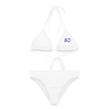 80. 80 JAHRE. 80-JÄHRIGES JUBILÄUM. 80. GEBURTSTAG. - Frauen Bikini - Weiß - Vorne - AI Model Female 172 dark (172cm)