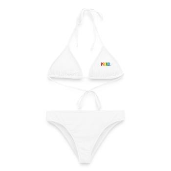 PROUD. - Schlicht und Aussagekräftig - Frauen Bikini - Weiß - Vorne - AI Model Female 172 dark (172cm)