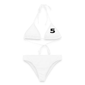 5. 5 JAHRE. 5-JÄHRIGES JUBILÄUM. 5-JÄHRIGES JUBILÄUM. 5. - Frauen Bikini - Weiß - Vorne - AI Model Female 172 dark (172cm)