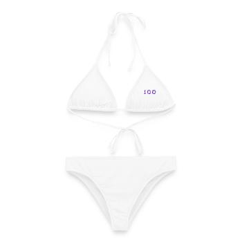 100. 100 JAHRE. 100-JÄHRIGES JUBILÄUM. 100. GEBURTSTAG - Frauen Bikini - Weiß - Vorne - AI Model Female 172 dark (172cm)