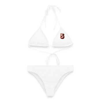 5. 5 JAHRE. 5-JÄHRIGES JUBILÄUM. 5-JÄHRIGES JUBILÄUM. 5 - Frauen Bikini - Weiß - Vorne - AI Model Female 172 dark (172cm)