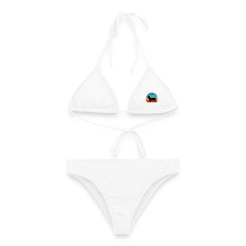 Lancashire Heeler Hund Liebe Silhouette Retro Sonnenuntergang - Frauen Bikini - Weiß - Vorne - AI Model Female 172 dark (172cm)