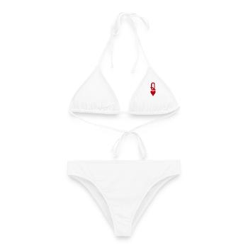 Carte à jouer au poker - Queen of Hearts - Bikini femme - blanc - Devant - AI Model Female 172 dark (172cm)