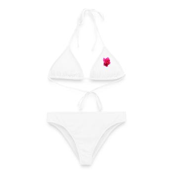 rosa Rose - Frauen Bikini - Weiß - Vorne - AI Model Female 172 dark (172cm)