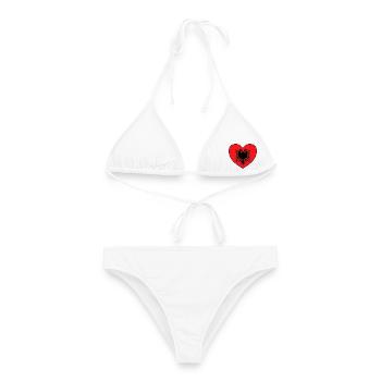 Albanien Flagge Herz - Frauen Bikini - Weiß - Vorne - AI Model Female 172 dark (172cm)