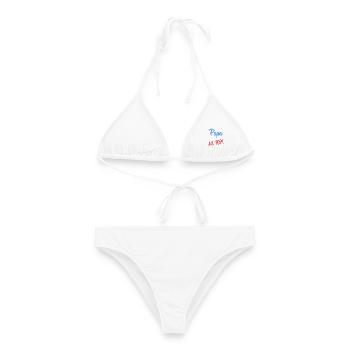 PAPA. VATERTAG. FROHER VATERTAG. ALLES GUTE ZUM GEBURTSTAG. - Frauen Bikini - Weiß - Vorne - AI Model Female 172 dark (172cm)