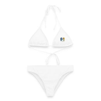 Florale Komposition – Blau & Senf - Frauen Bikini - Weiß - Vorne - AI Model Female 172 dark (172cm)