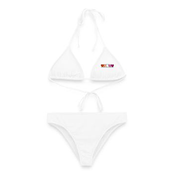 Lesbe lesbisch Herzen - Frauen Bikini - Weiß - Vorne - AI Model Female 172 dark (172cm)