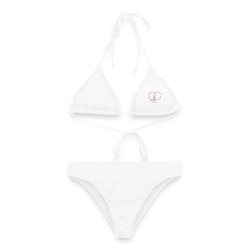 Herzschlag-EKG-Linie Medizinischer Pulswellen-Ikon-Vektor - Frauen Bikini - Weiß - Vorne - AI Model Female 172 dark (172cm)