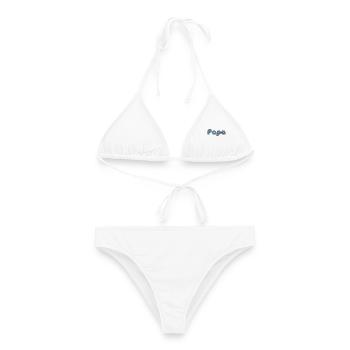 PAPA. FÊTE DES PÈRES. BONNE FÊTE PAPA. BONNE FÊTE - Bikini femme - blanc - Devant - AI Model Female 172 dark (172cm)