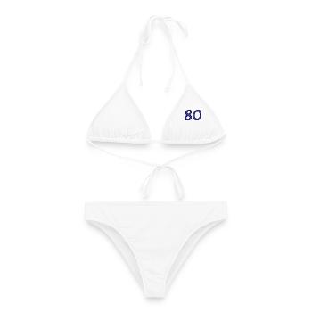 HAPPY BIRTHDAY. HAPPY BIRTHDAY. ANNIVERSARY. - Women's Bikini - white - Front - AI Model Female 172 dark (172cm)