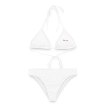 SUISSE. HUMOUR. PAYS. DRAPEAU. GENEVE. LAUSANNE - Bikini femme - blanc - Devant - AI Model Female 172 dark (172cm)