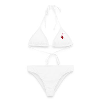 Poker Spielkarte - Herz Bube - Frauen Bikini - Weiß - Vorne - AI Model Female 172 dark (172cm)