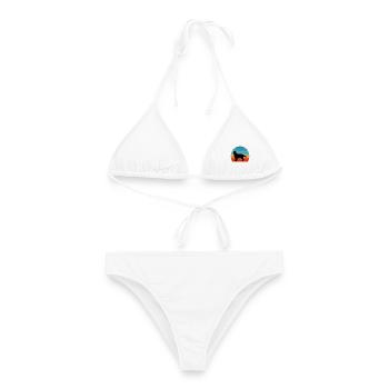 Flach beschichteter Retriever Hund Silhouette Retro Sonnenuntergang - Frauen Bikini - Weiß - Vorne - AI Model Female 172 dark (172cm)