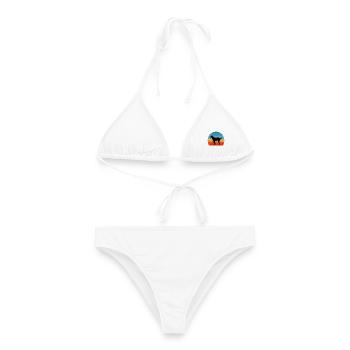 Schwarz und braun Virginia Foxhound Hund Silhouette - Frauen Bikini - Weiß - Vorne - AI Model Female 172 dark (172cm)