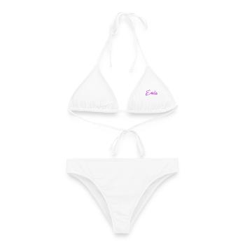 Emilia Neon Script - Frauen Bikini - Weiß - Vorne - AI Model Female 172 dark (172cm)