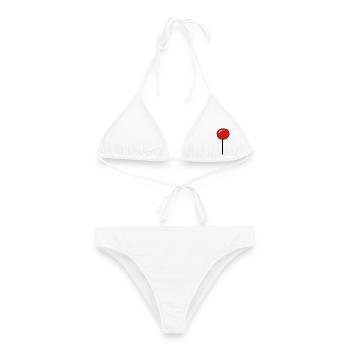 Stecknadel – Minimalistisches Markierungs-Design - Frauen Bikini - Weiß - Vorne - AI Model Female 172 dark (172cm)