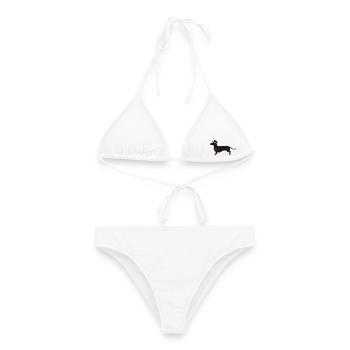 Dackelliebe -minimal- Der coole DonWaldino Dackel - Frauen Bikini - Weiß - Vorne - AI Model Female 172 dark (172cm)