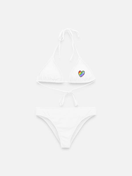Regenbogenfahne LGBTQ Herz - Frauen Bikini - Weiß