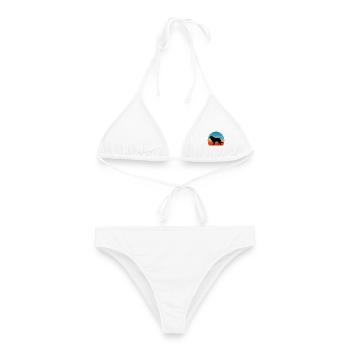 Karst Schäferhund Hund Liebhaber Silhouette Vintage Sonnenuntergang - Frauen Bikini - Weiß - Vorne - AI Model Female 172 dark (172cm)