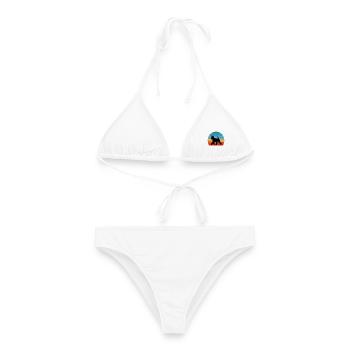 Welsh Terrier Hundeliebhaber Silhouette Vintage Sonnenuntergang - Frauen Bikini - Weiß - Vorne - AI Model Female 172 dark (172cm)