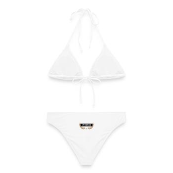 Veteran Ehrung Schild - Frauen Bikini - Weiß - Hinten - AI Model Female 172 dark (172cm)