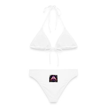 "Jesus is King" , Jesus Image violett/pink - Frauen Bikini - Weiß - Hinten - AI Model Female 172 dark (172cm)